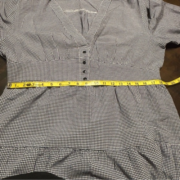 Simplee Plus Checkered Pullover Pleated Dress black / white plus size 2XL - Picture 11 of 12